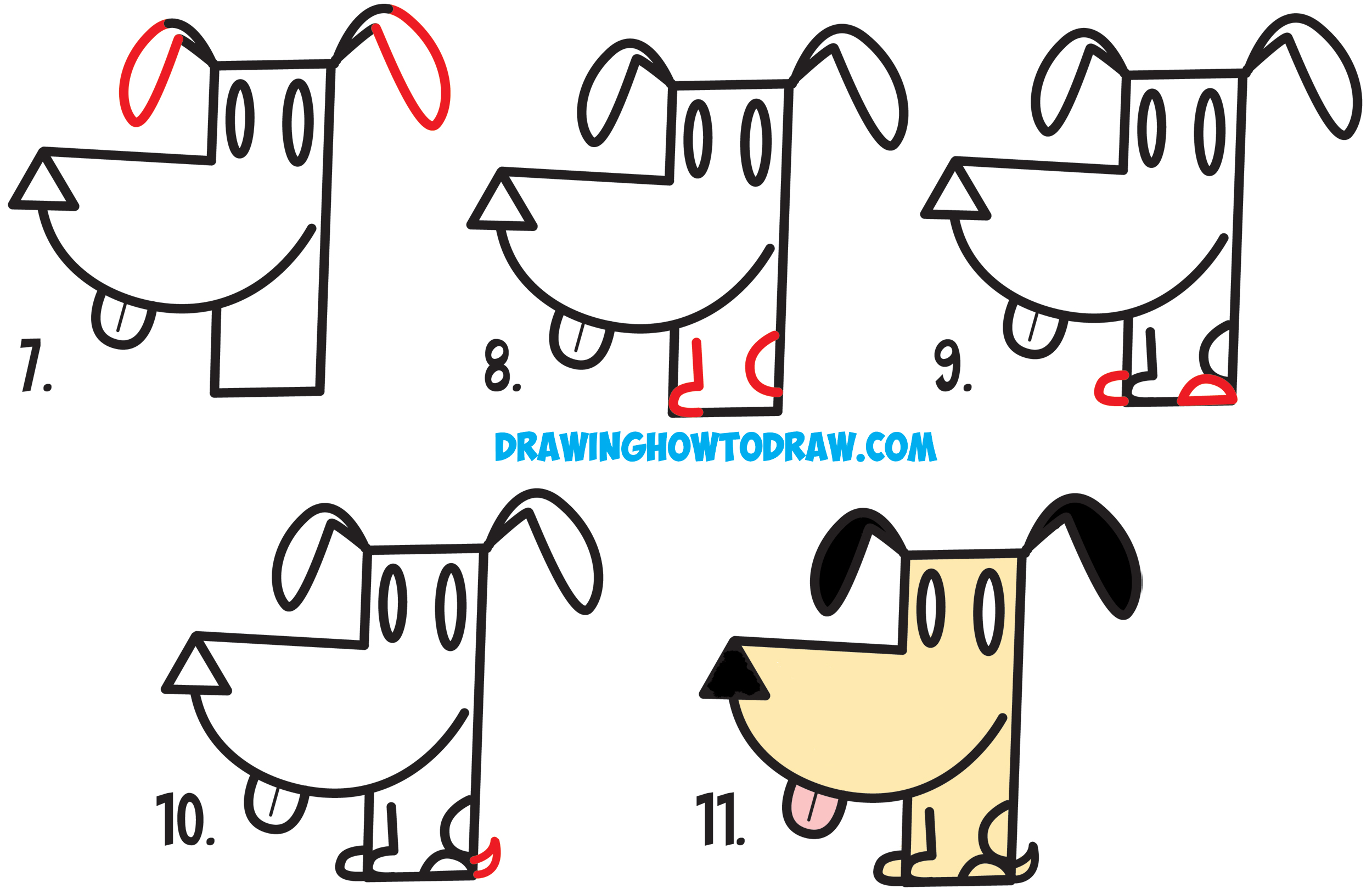 How To Draw A Dog Step By Step For Kids Easy