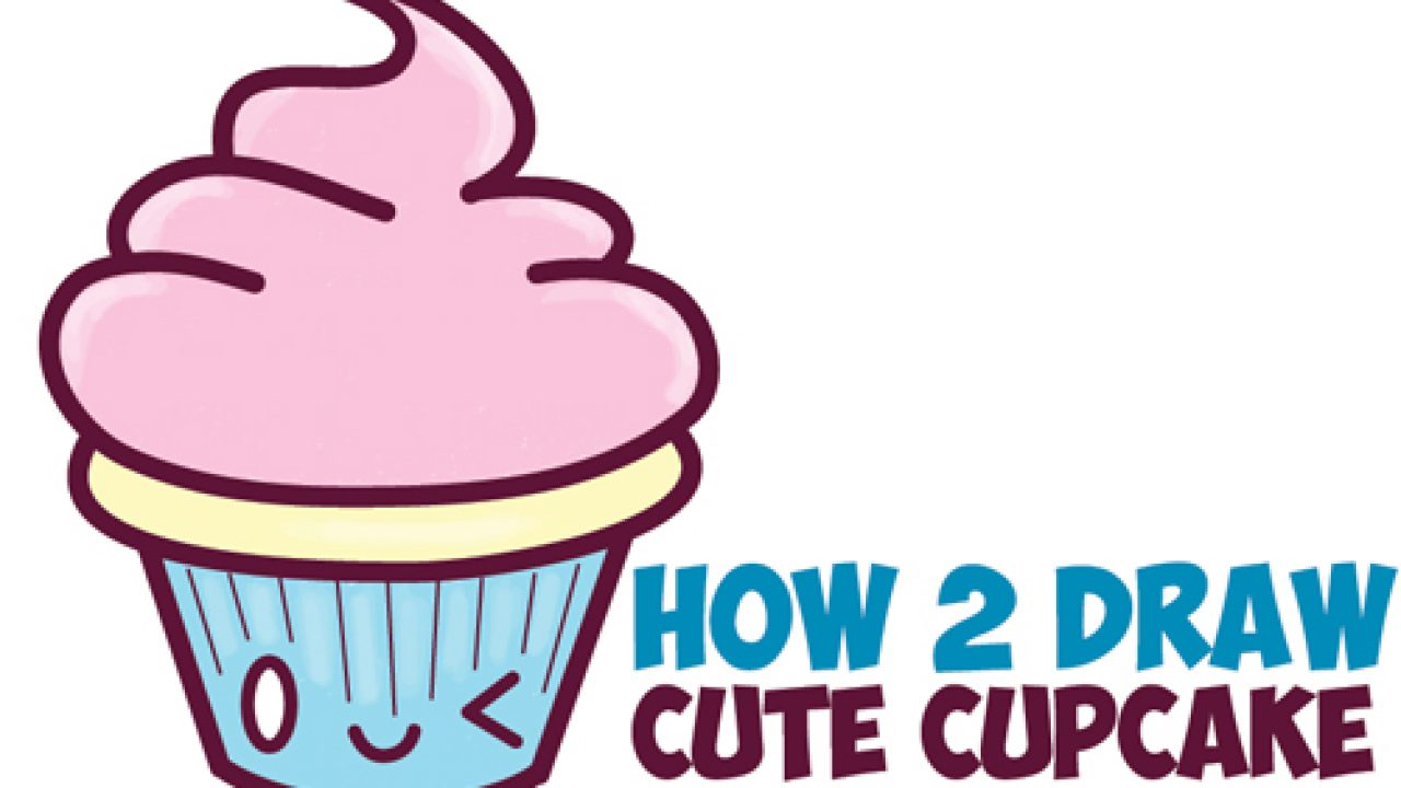 How To Draw Cute Kawaii Cupcake With Face On It Easy Step