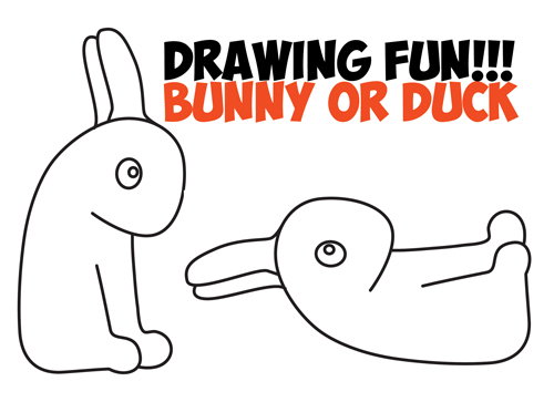 Learn How to Draw an Optical Illusion for Kids - Is it a Duck or Is it a Bunny Rabbit - Simple Steps Drawing Tutorial