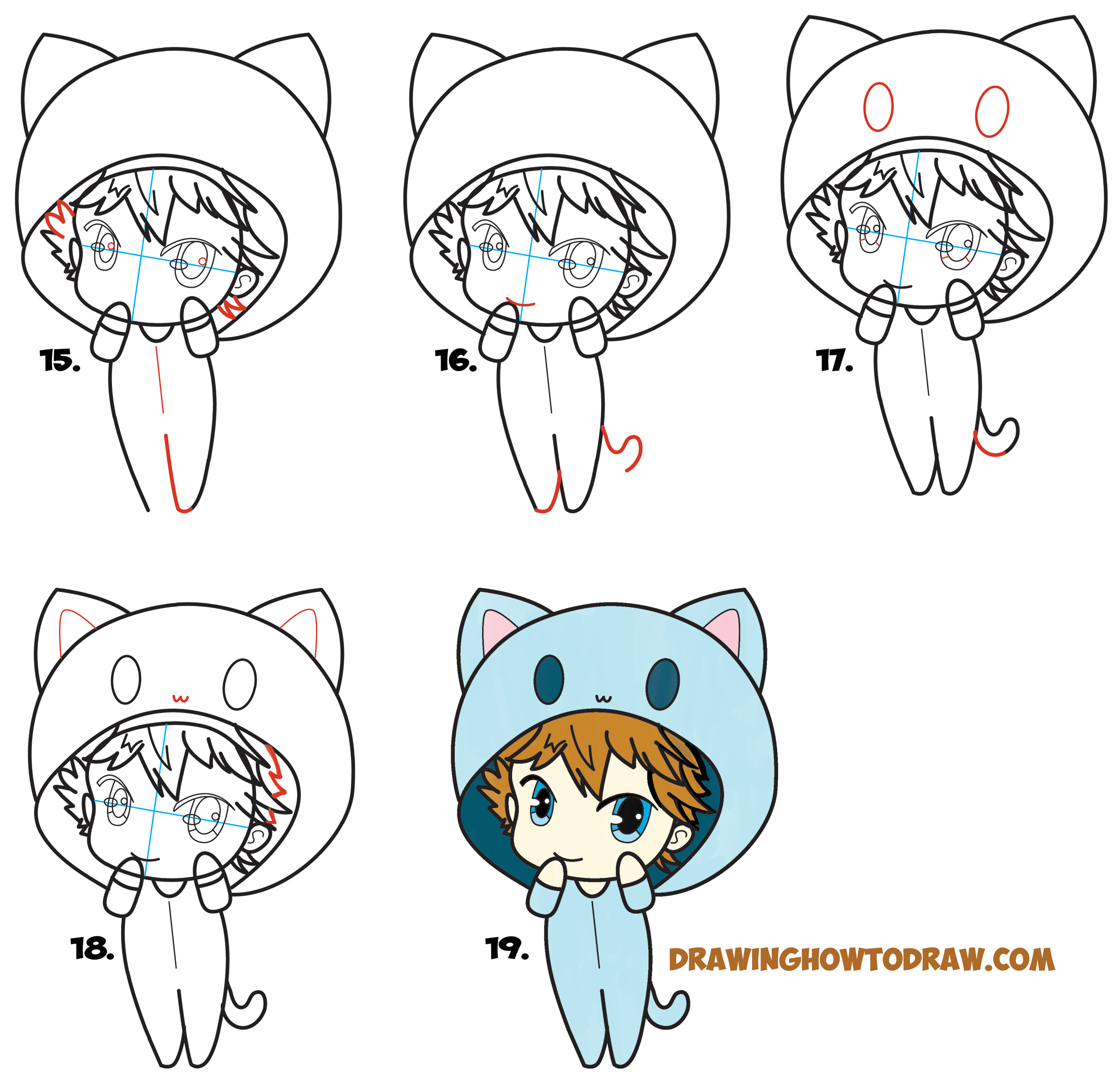 How to Draw a Chibi Boy with Hood On – Drawing Cute Chibi Boys – Easy ...