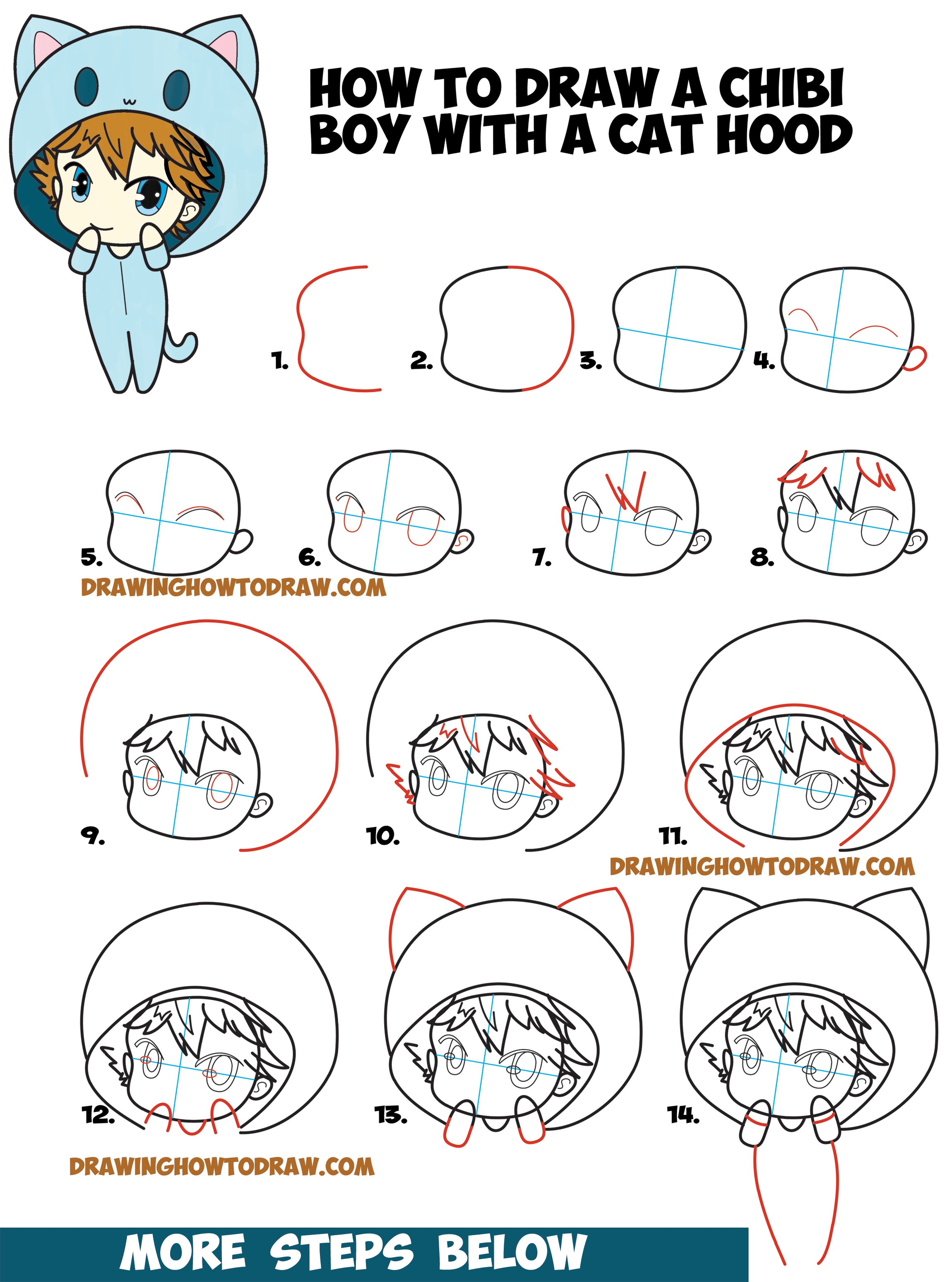 How to Draw a Chibi Boy with Hood On - Drawing Cute Chibi Boys - Easy ...