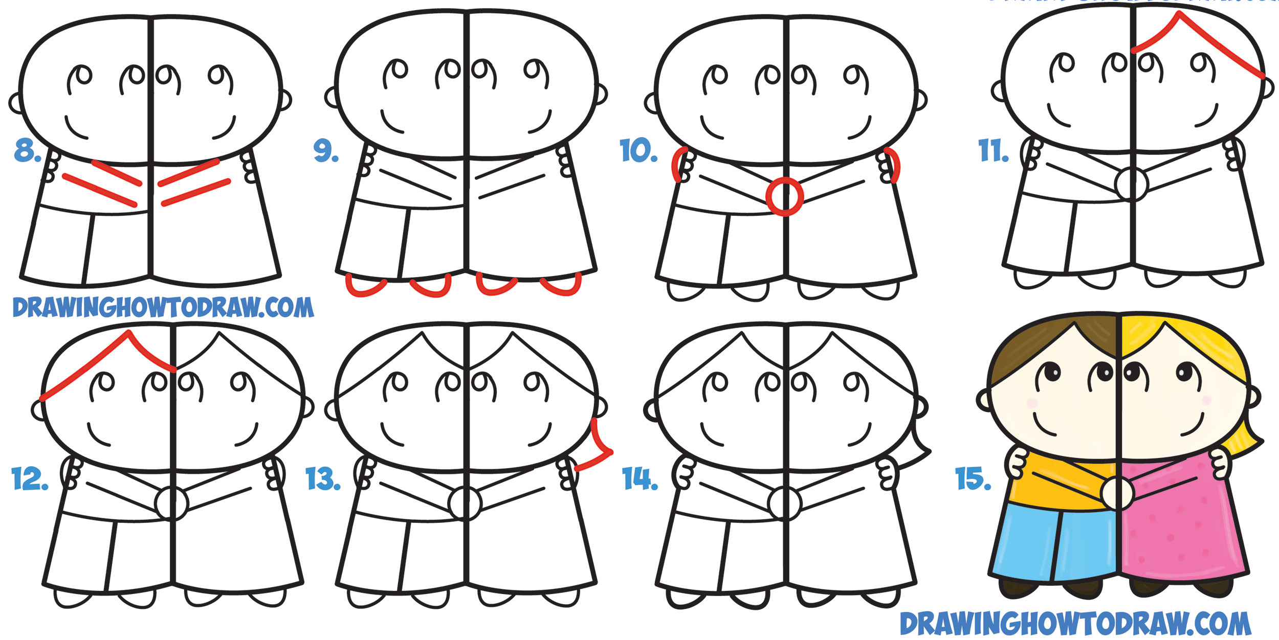 How To Draw Cartoon Couple Girl And Boy Hugging From Letter R