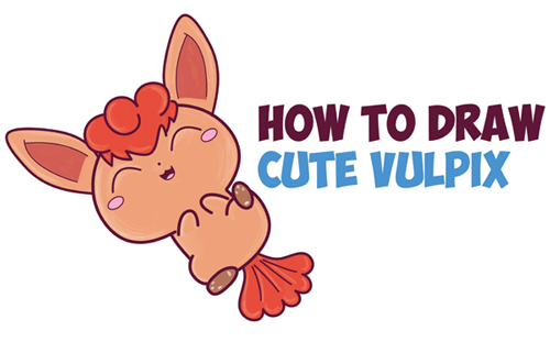 How to Draw a Cute Kawaii Chibi Vulpix from Pokemon in Easy Step by Step Drawing Tutorial for Beginners