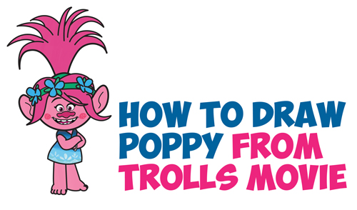 Learn how to draw the Pink Troll Poppy from the Trolls Movie in Easy Steps Drawing Lesson for Kids and Beginners