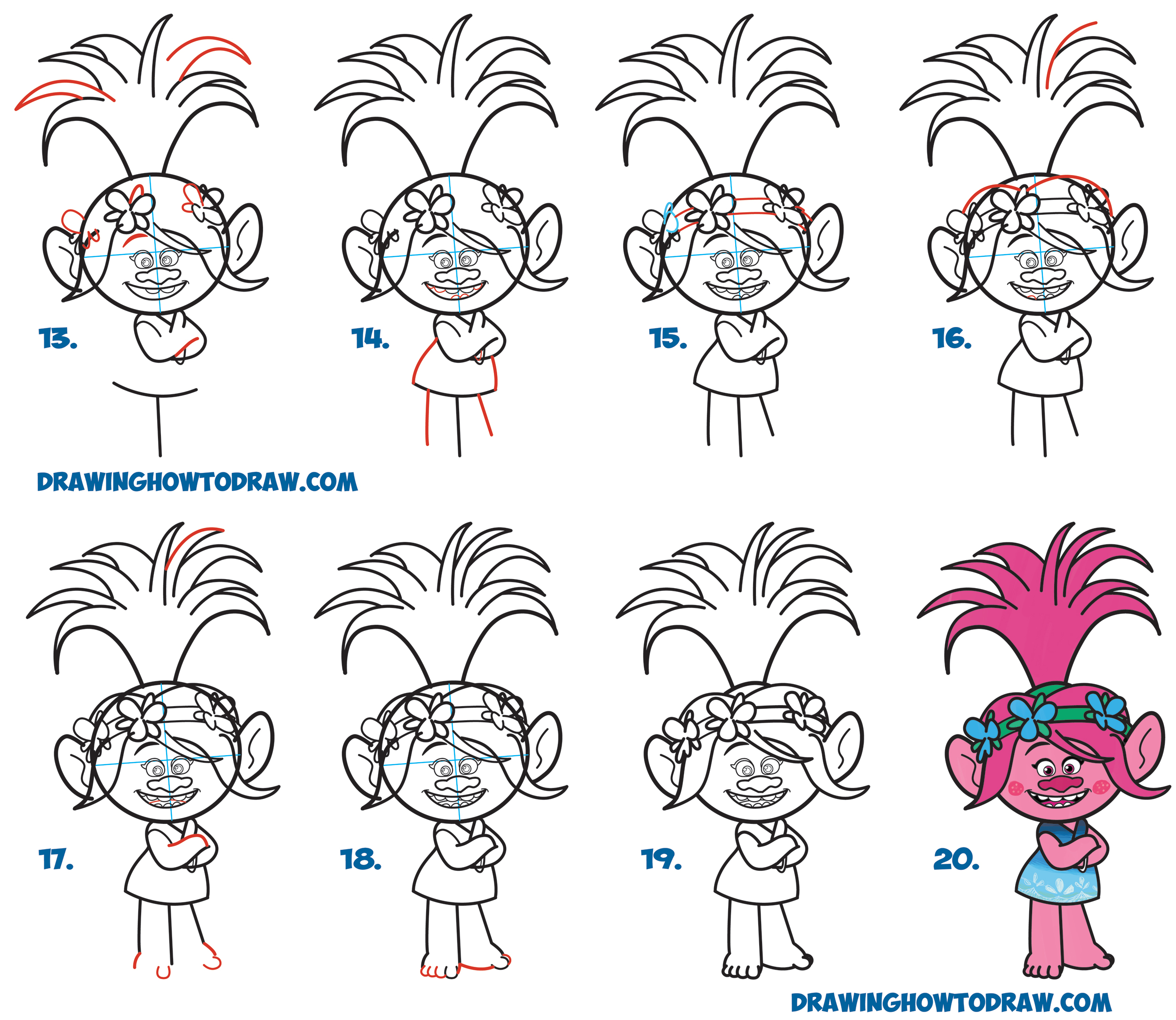 How to Draw Bridget from Trolls (Trolls) Step by Step