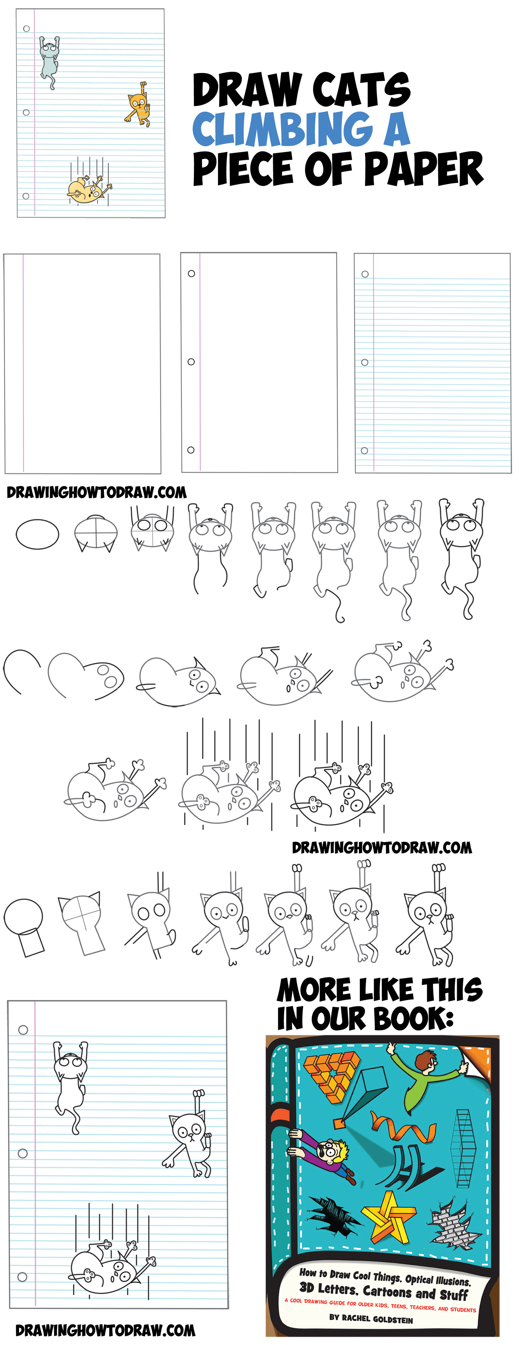 How to Draw Cool Things, Optical Illusions, 3D Letters, Cartoons