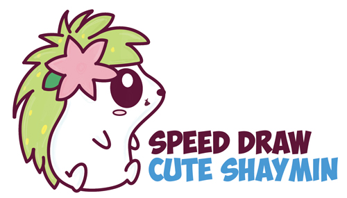 How to Draw Cute Kawaii Chibi Baby Version of Shaymin from Pokemon in Easy Step by Step Drawing Tutorial for Beginners
