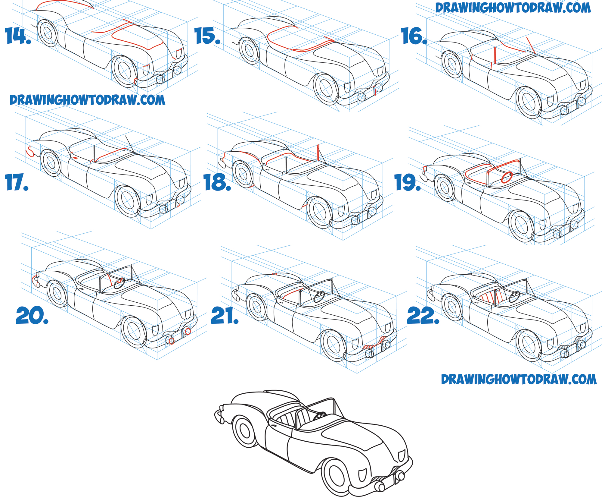 How to Draw a Car Convertible in Two Point Perspective Easy Step