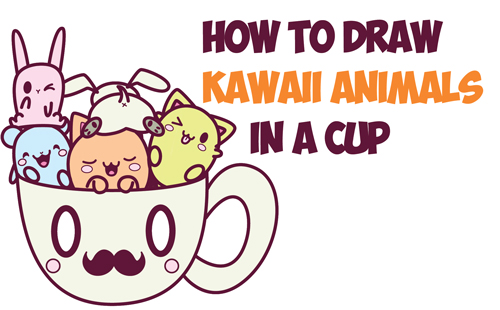 How to Draw Cute Kawaii Animals and Characters in a Coffee Cup Easy ...