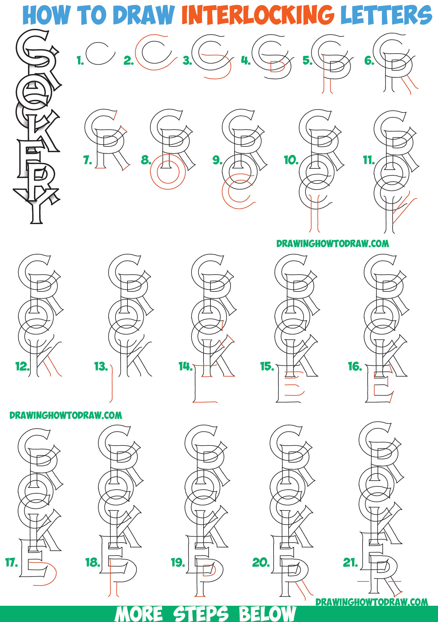 How To Draw Cool 3d Interlocking Letters In Easy Step By Step Drawing Tutorial For Kids And Beginners How To Draw Step By Step Drawing Tutorials