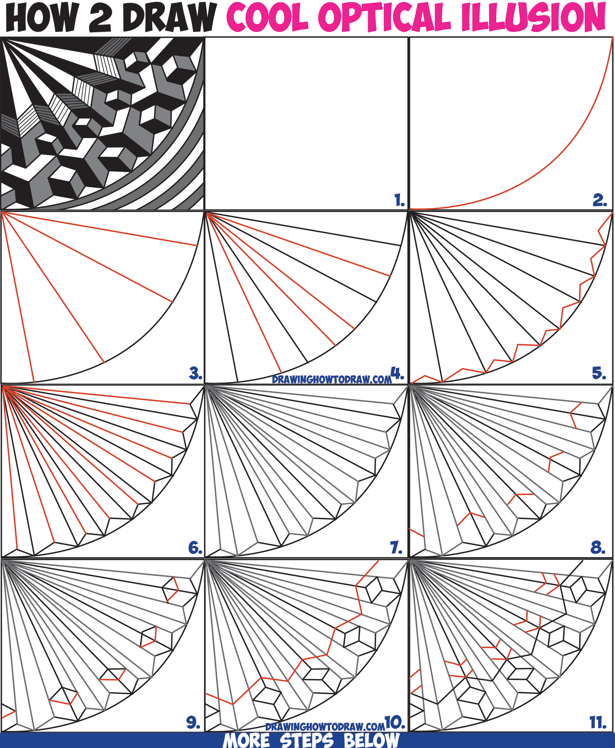 How to Draw Cool Things, Optical Illusions, 3D Letters, Cartoons