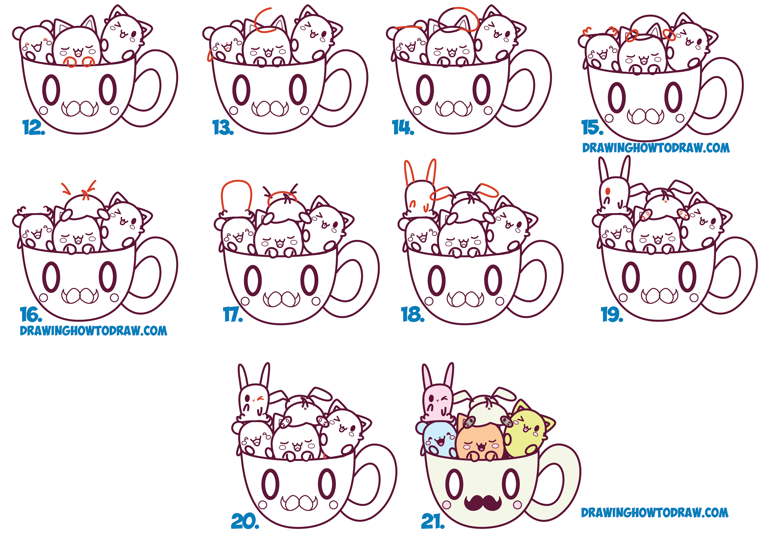 HOW TO DRAW A CUTE COFFEE MUG, STEP BY STEP, DRAW Cute things 