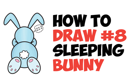 How to Draw a Cute Cartoon Sleeping Bunny Rabbit from #8 Shape Easy Step by Step Drawing Tutorial for Kids and Preschoolers