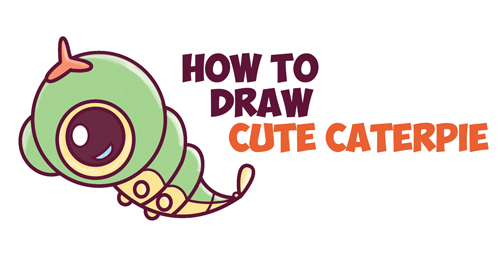 Learn How to Draw Cute / Chibi / Kawaii Caterpie from Pokemon Simple Steps Drawing Lesson for Beginners