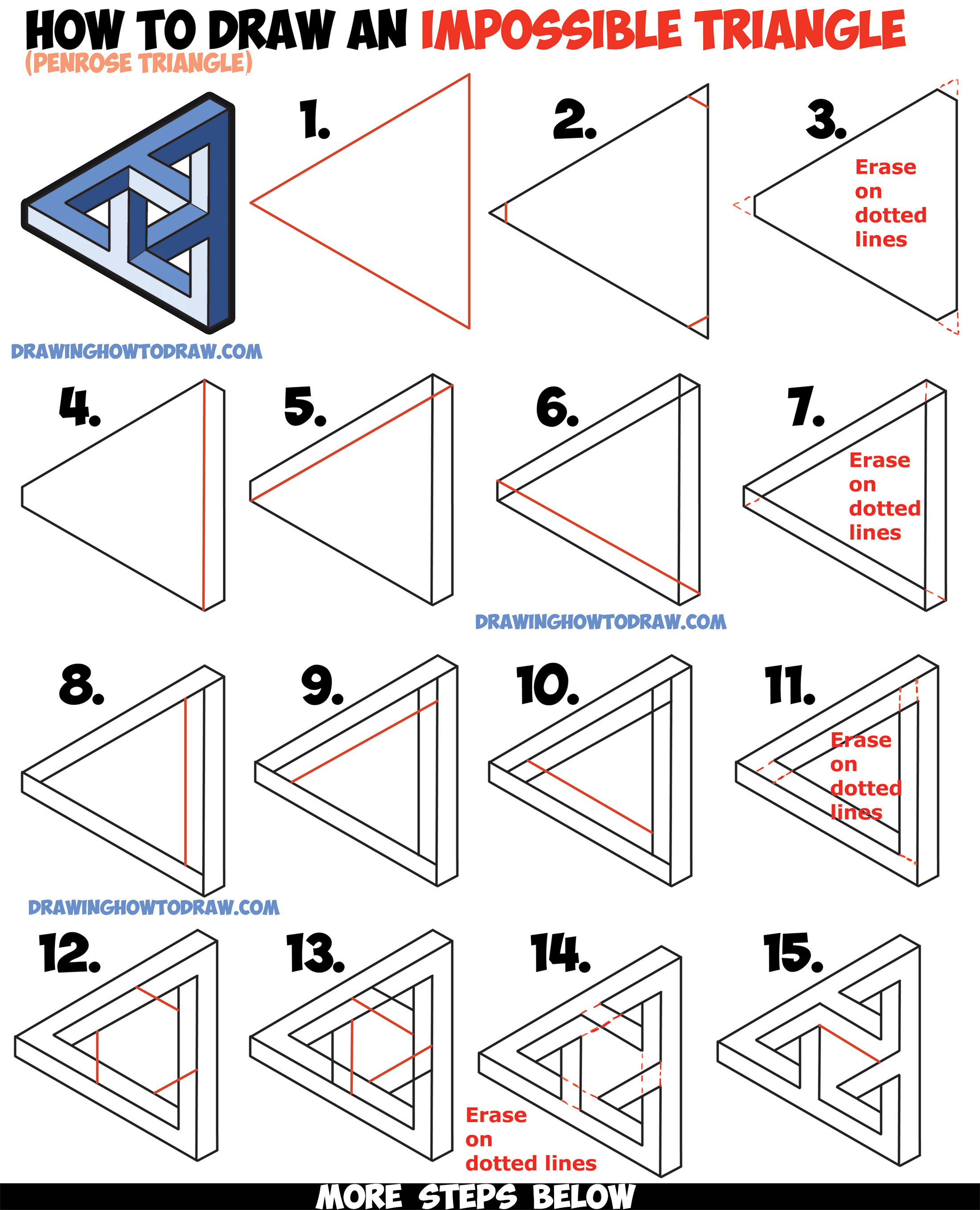 How To Draw The Impossible Triangle Howto Howtodraw Easydrawing ...