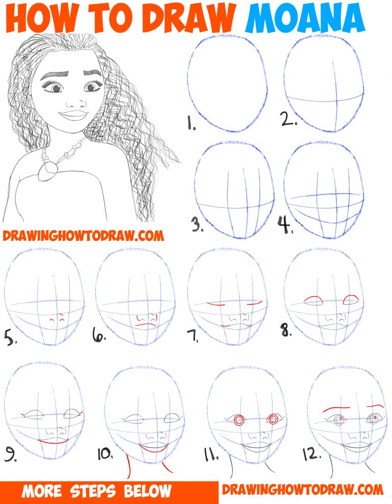 How to Draw Moana Easy Step by Step Drawing Tutorial for Kids and