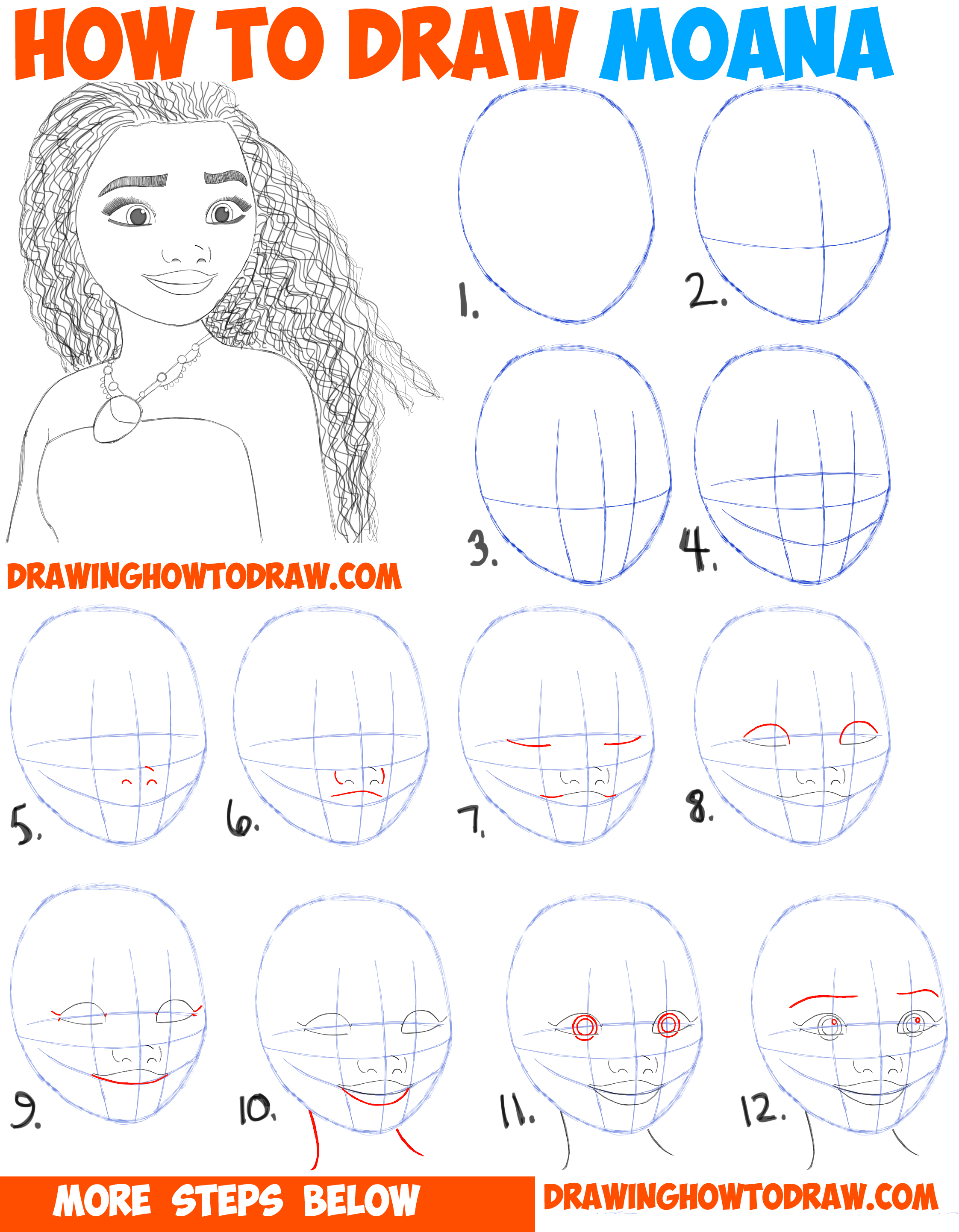 How To Draw Moana Easy Step By Step Drawing Tutorial For Kids And Beginners How To Draw Step By Step Drawing Tutorials