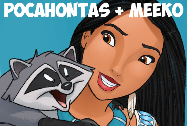 How to Draw Pocahontas and Meeko Raccoon Easy Step by Step Drawing Tutorial for Kids and Beginners