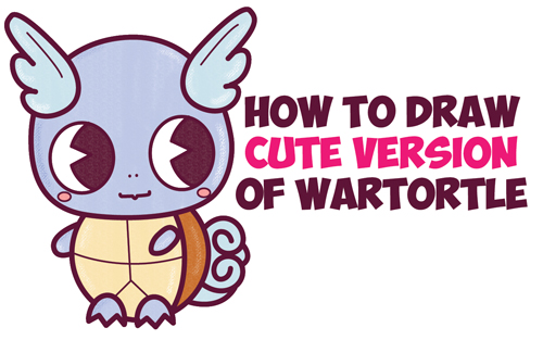 How to Draw Cute / Chibi / Kawaii Wartortle from Pokemon Easy Step by Step Drawing Tutorial for Beginners