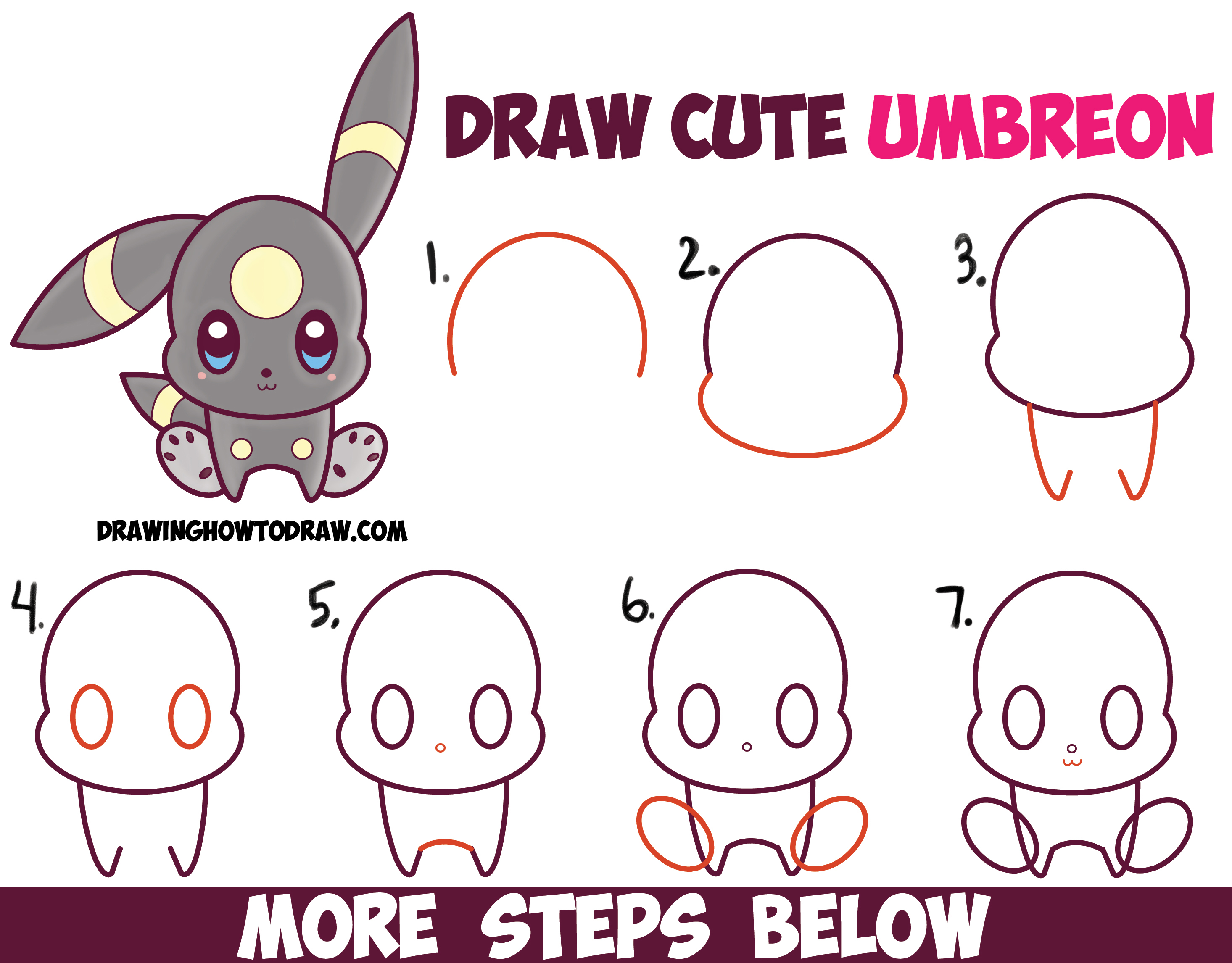 Cute Kawaii Umbreon Drawing