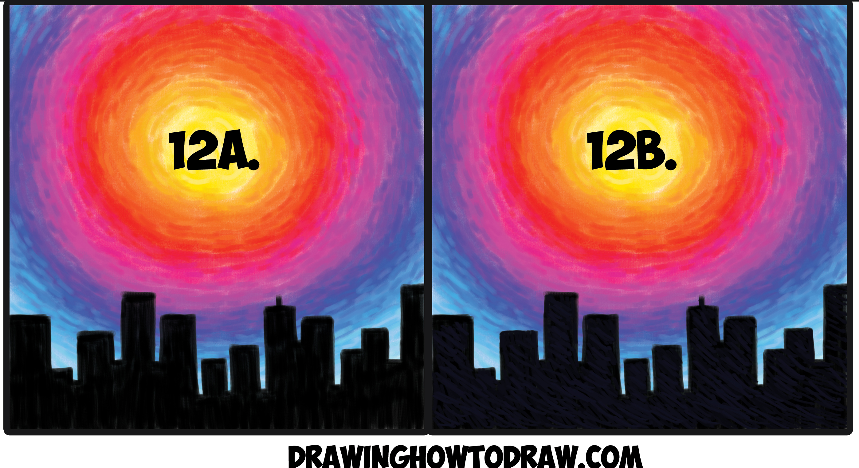 Sunset Drawing For Kids Step By Step