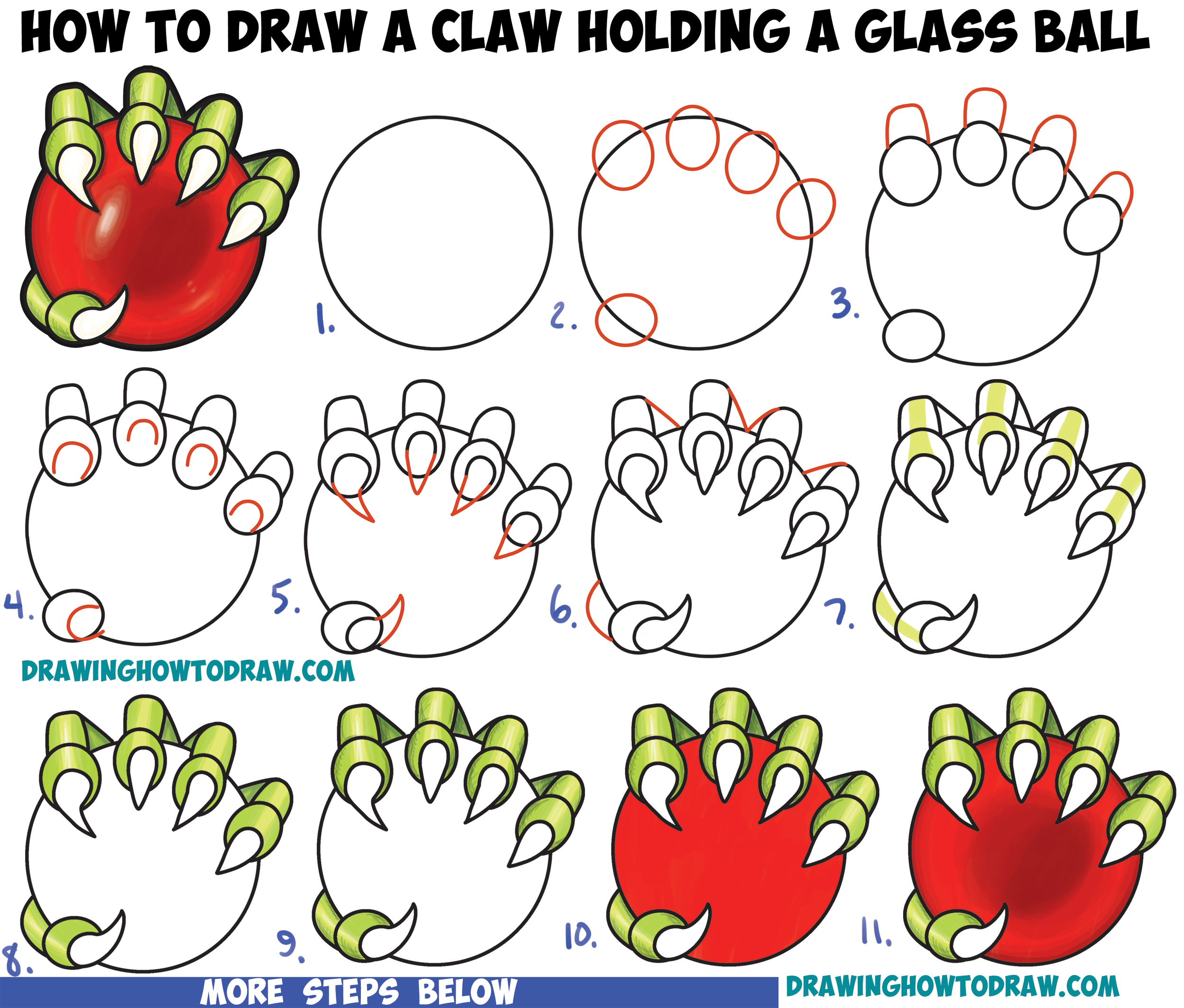 How To Draw A Dragon S Claw Holding A Glass Ball Easy Step By Step Drawing Tutorial For Kids And Beginners How To Draw Step By Step Drawing Tutorials