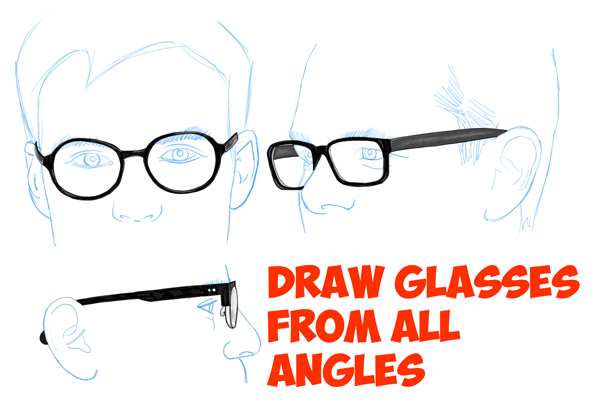 How to Draw Glasses on a Person's Face from All Angles (Side Profile, Front, and Side Views) Easy Step by Step Drawing Tutorials