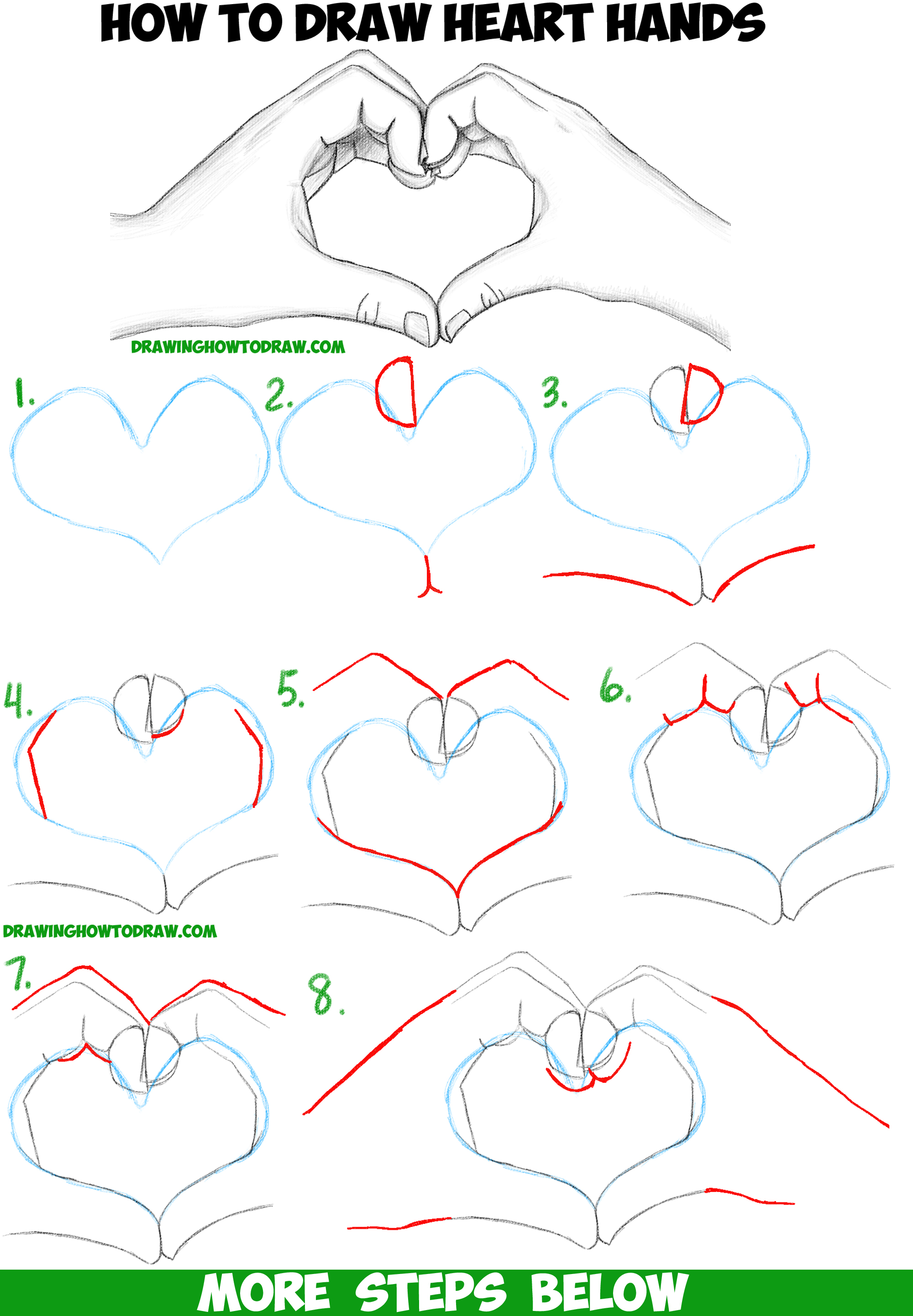 How To Draw Heart Hands In Easy To Follow Step By Step Drawing Tutorial For Beginners And Intermediates How To Draw Step By Step Drawing Tutorials