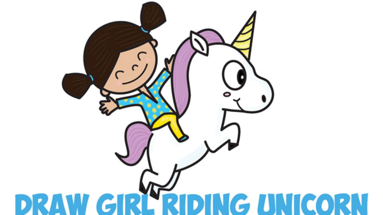 How To Draw A Cute Kawaii Chibi Girl Riding A Unicorn In Easy