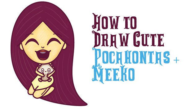 How to Draw a Cute Kawaii / Chibi Pocahontas and Meeko Easy Step by Step Drawing Tutorial for Kids and Beginners