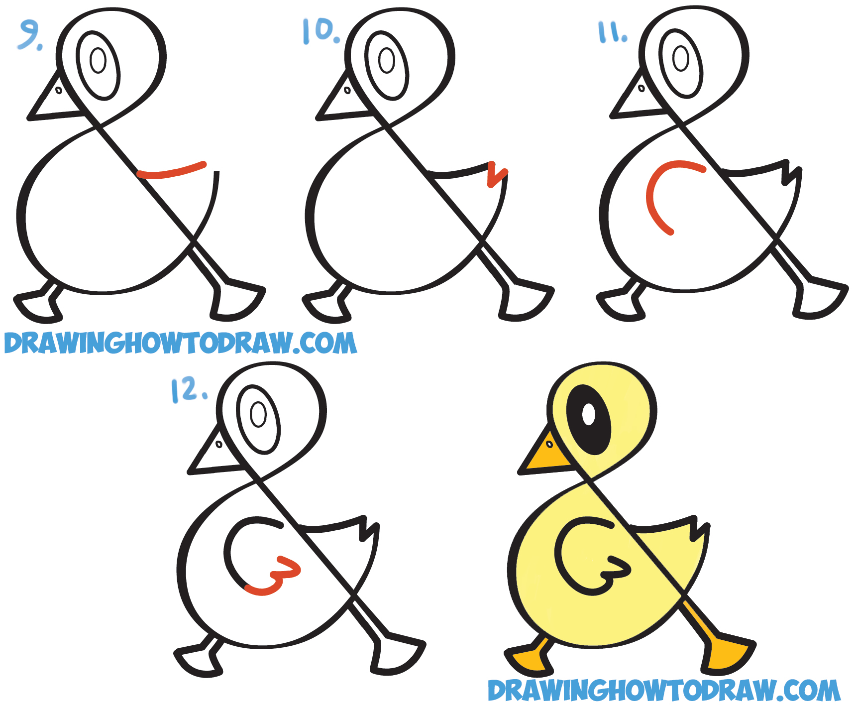 How to Draw a Cute Cartoon Duck from Ampersand Symbol - Easy Step by