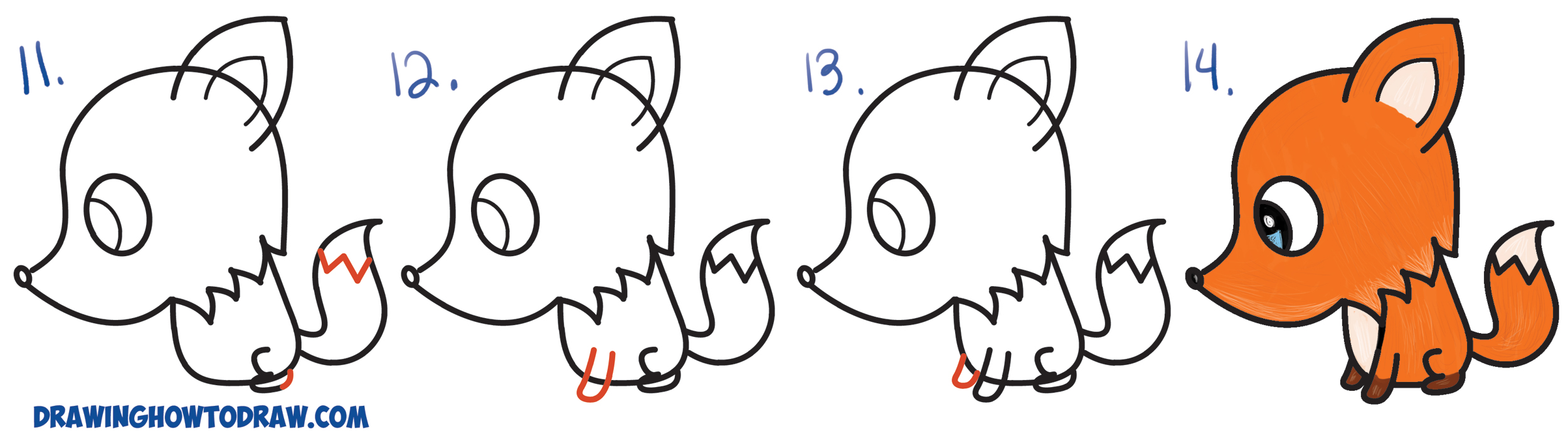 How To Draw A Cute Cartoon Fox From A Question Mark Kawaii Chibi