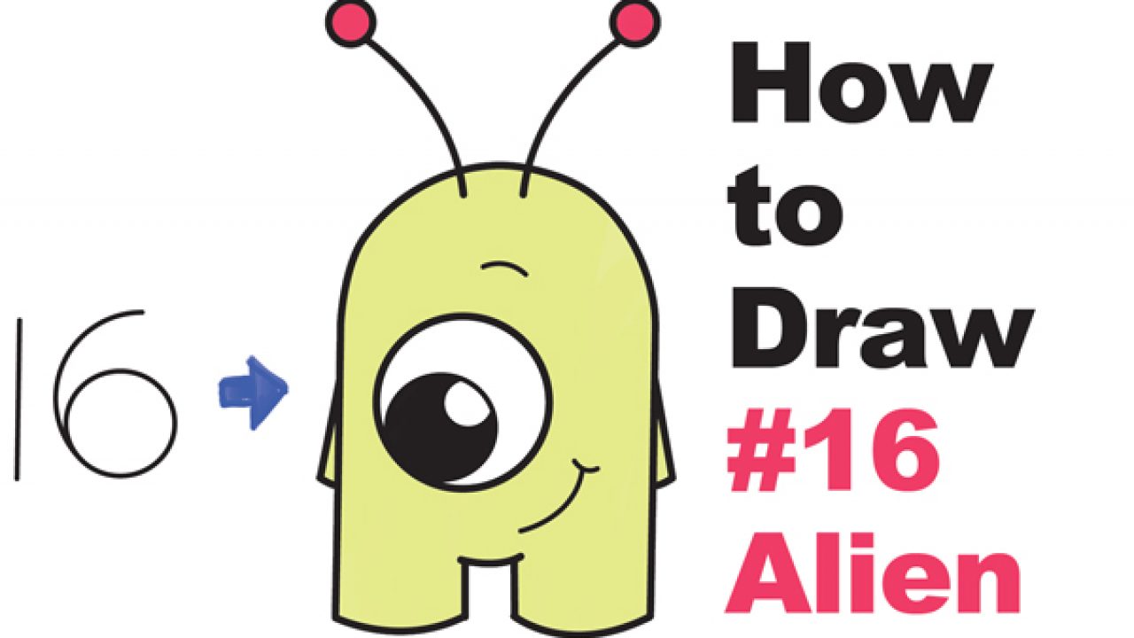 How to Draw Cute Cartoon Alien from Numbers 