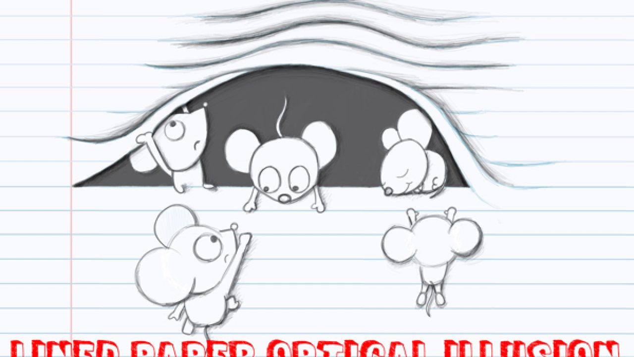 How to Draw Optical Illusion of Cartoon Mice Characters Climbing