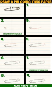 How to Draw Cool Stuff – Draw a Safety Pin Holding 2 Pieces of Paper ...