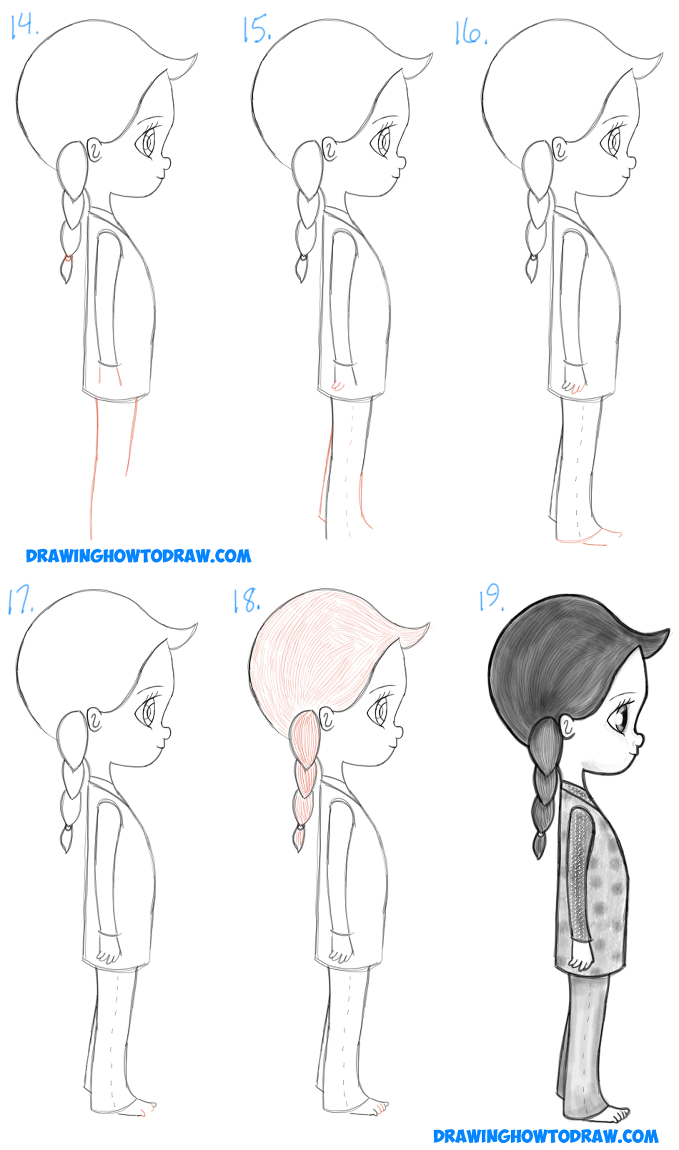 How To Draw A Cute Chibi Manga Anime Girl From The Side View