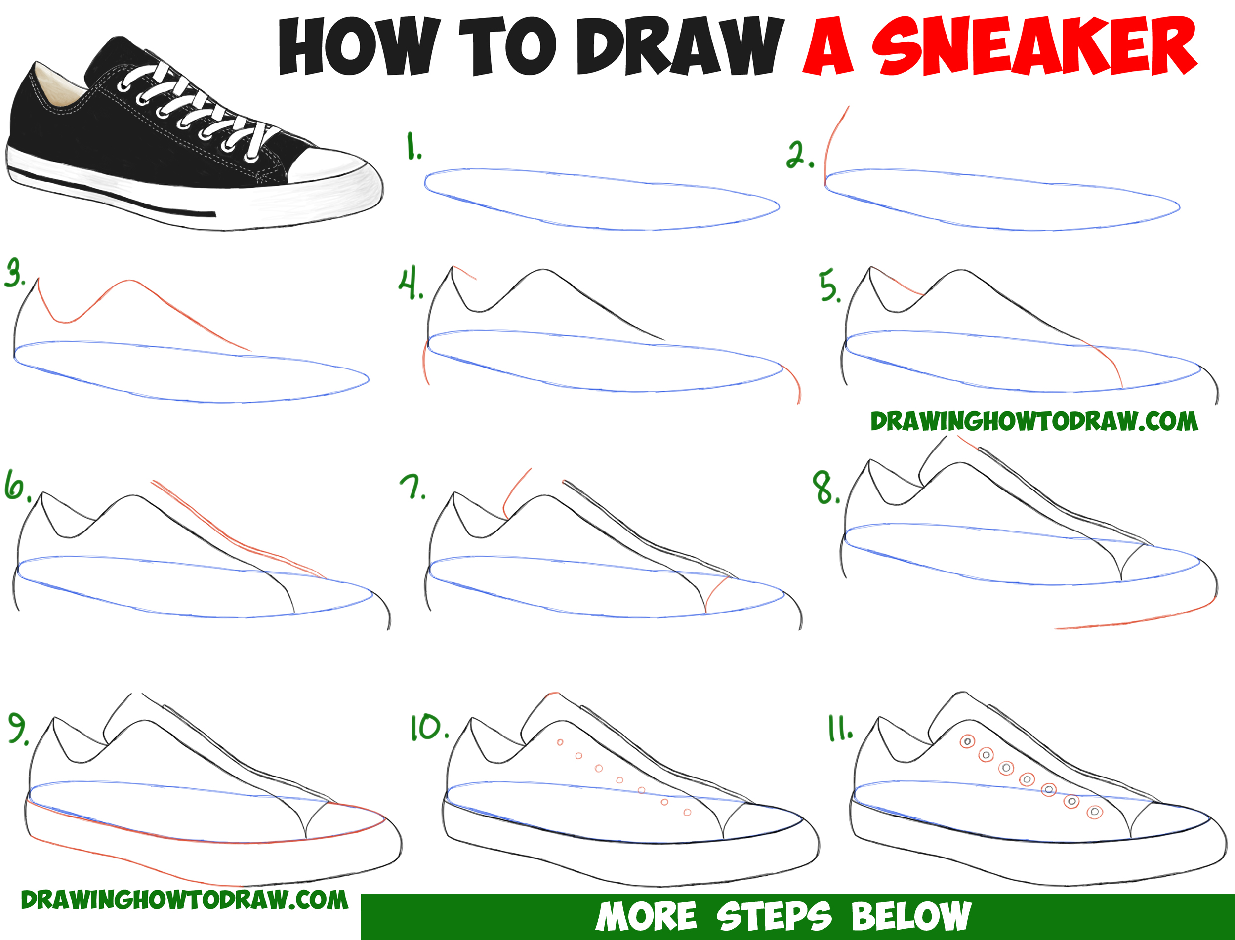 How to Draw Sneakers / with Easy Step by Drawing Tutorial for Beginners - How to Draw Step by Drawing Tutorials