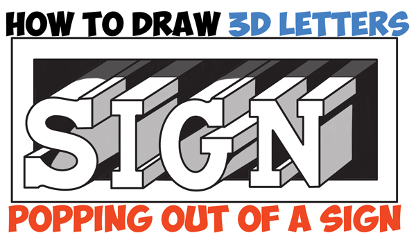 How to Draw Cool 3D Letters Popping Out of the Paper Easy Step by Step Drawing Tutorial for Beginners