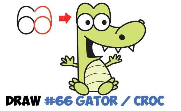 How to Draw Cartoon Crocodile or Alligator from Numbers Easy Step by Step  Drawing Tutorial for Kids - How to Draw Step by Step Drawing Tutorials