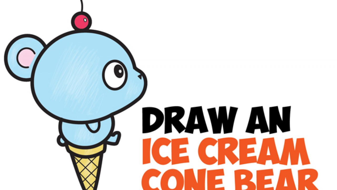 How To Draw Super Cute Cartoon Kawaii Bear On Ice Cream Cone Easy