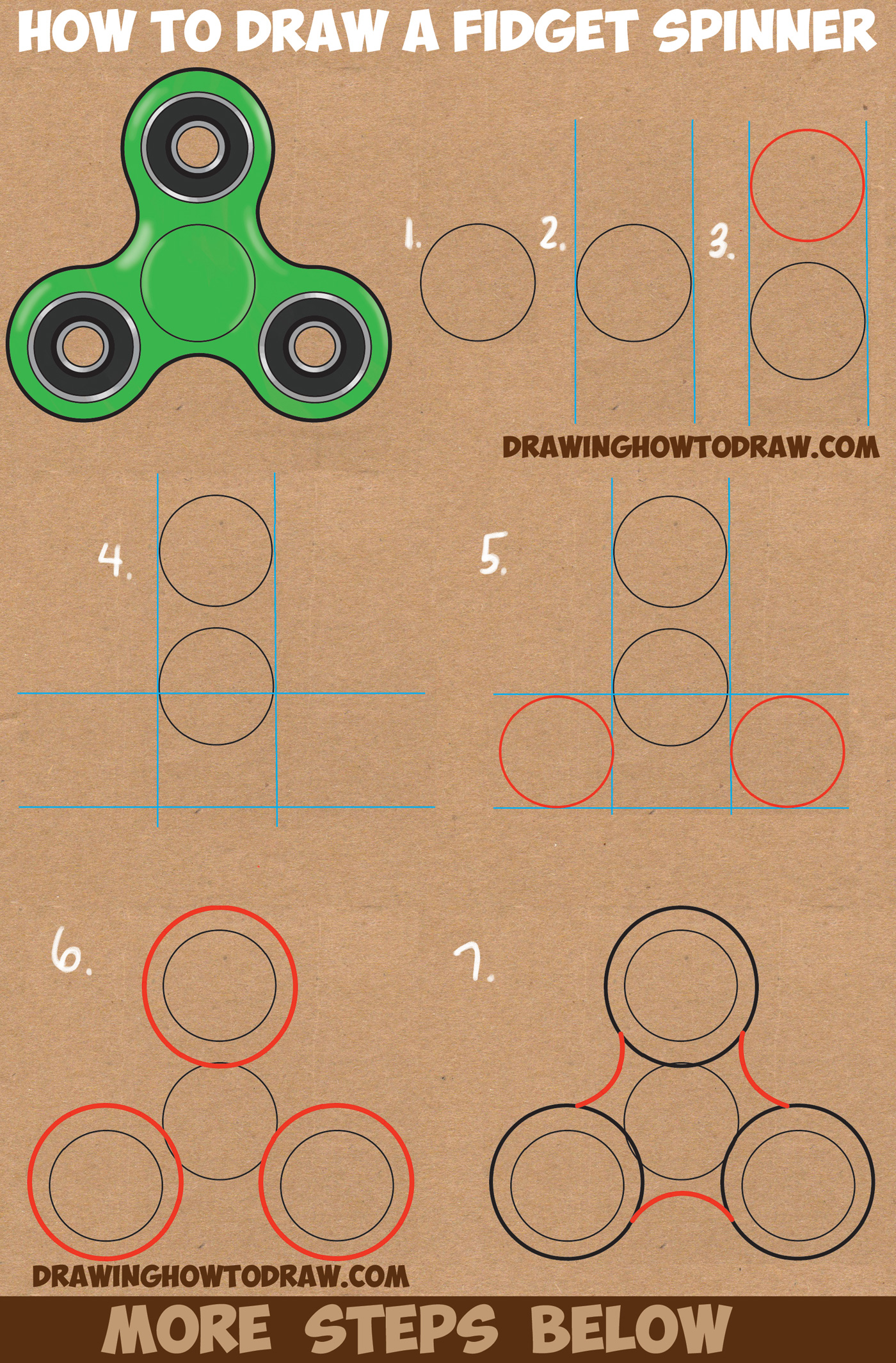 Logisk fremsætte Tåget How to Draw a Fidget Spinner Easy Step by Step Drawing Tutorial for Kids  and Beginners - How to Draw Step by Step Drawing Tutorials