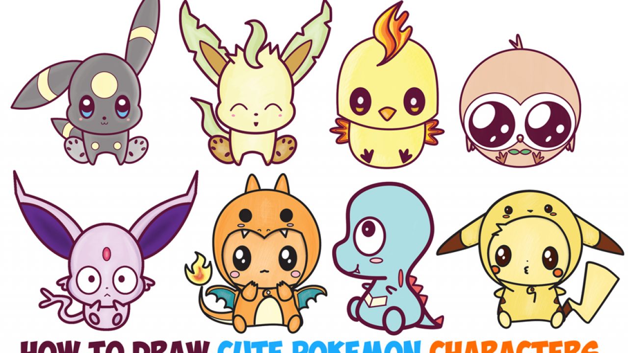 Learn How to Draw Cute Kawaii / Chibi Pokemon Characters Easy Step ...