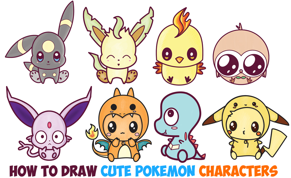 Learn How to Draw Cute Kawaii / Chibi Pokemon Characters Easy Step by Step  Drawing Lesson for Beginners - How to Draw Step by Step Drawing Tutorials