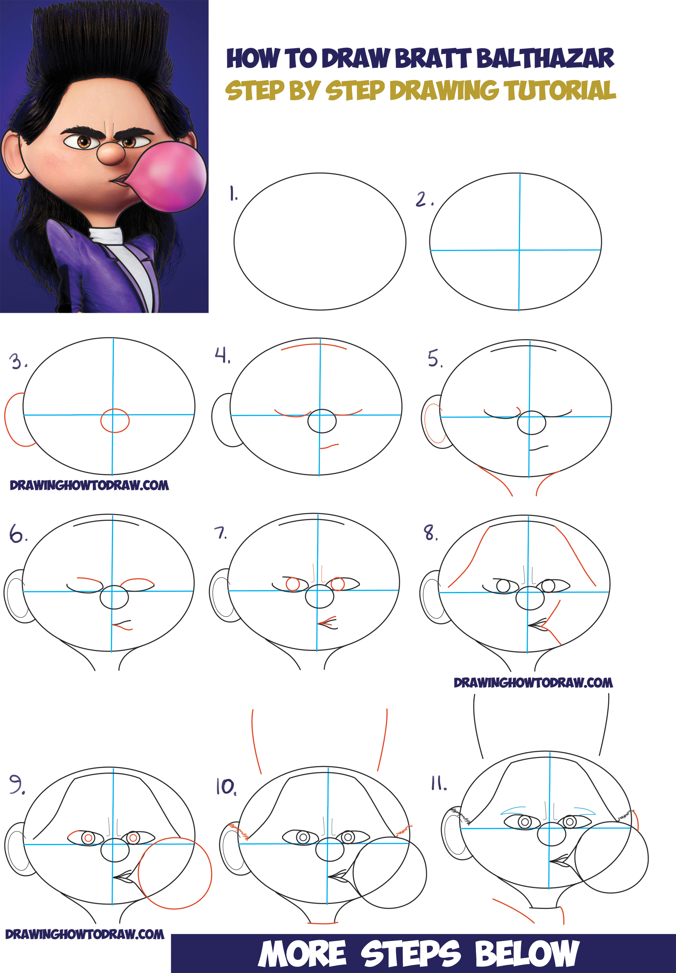 Learn How to Draw Bratt Balthazar as a Kid from Despicable Me 3 Easy Step by Step Drawing Tutorial for Kids