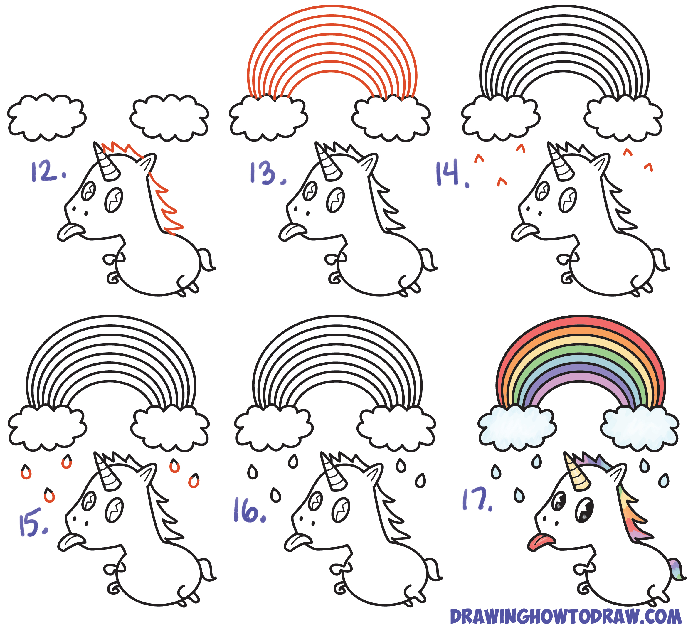 How To Draw Cute Unicorn Unicorn Drawing Easy Unicorn Coloring Page ...