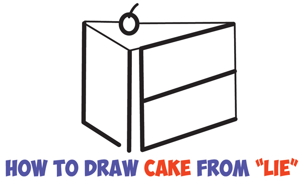 How to Draw a Piece of Cake from the Word "LIE" for a Silly Joke Easy Step by Step Drawing Tutorial for Kids