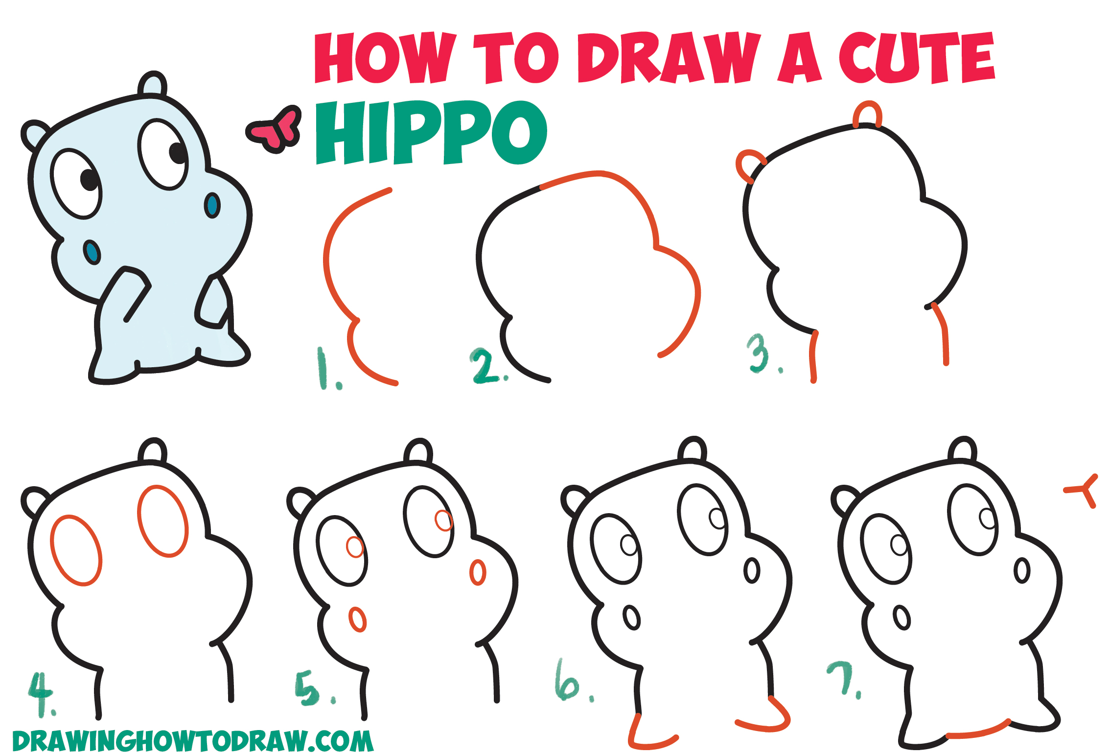 How To Draw A Hippo For Kids