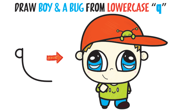 Learn How to Draw a Chibi Boy with a Cute Bug on His Baseball Hat Easy Step by Step Drawing Tutorial for Kids & Beginners