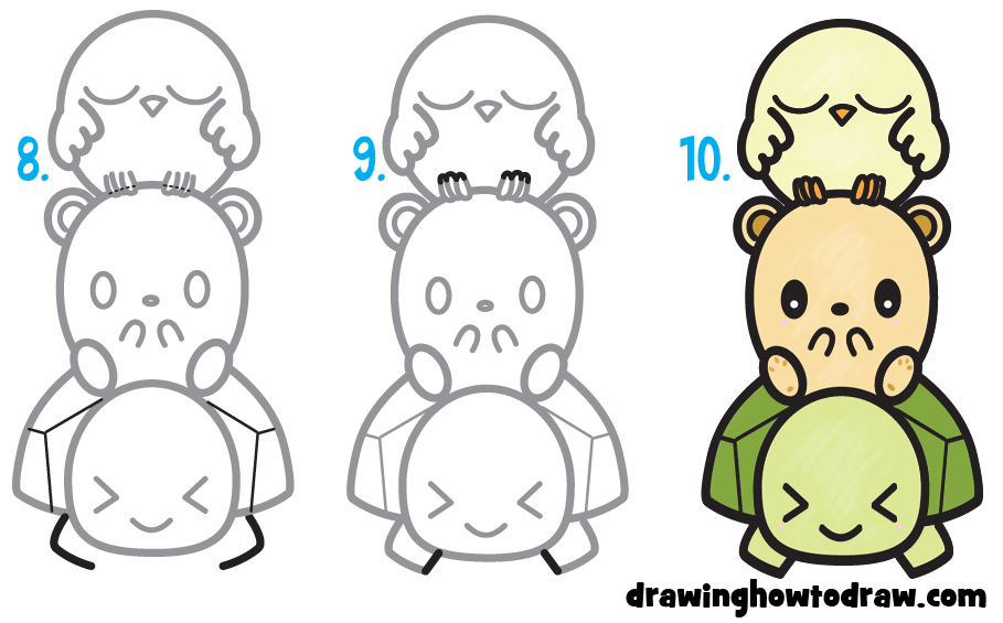 Learn How to Draw Cute Cartoon Turtle, Hamster, & Bird ...