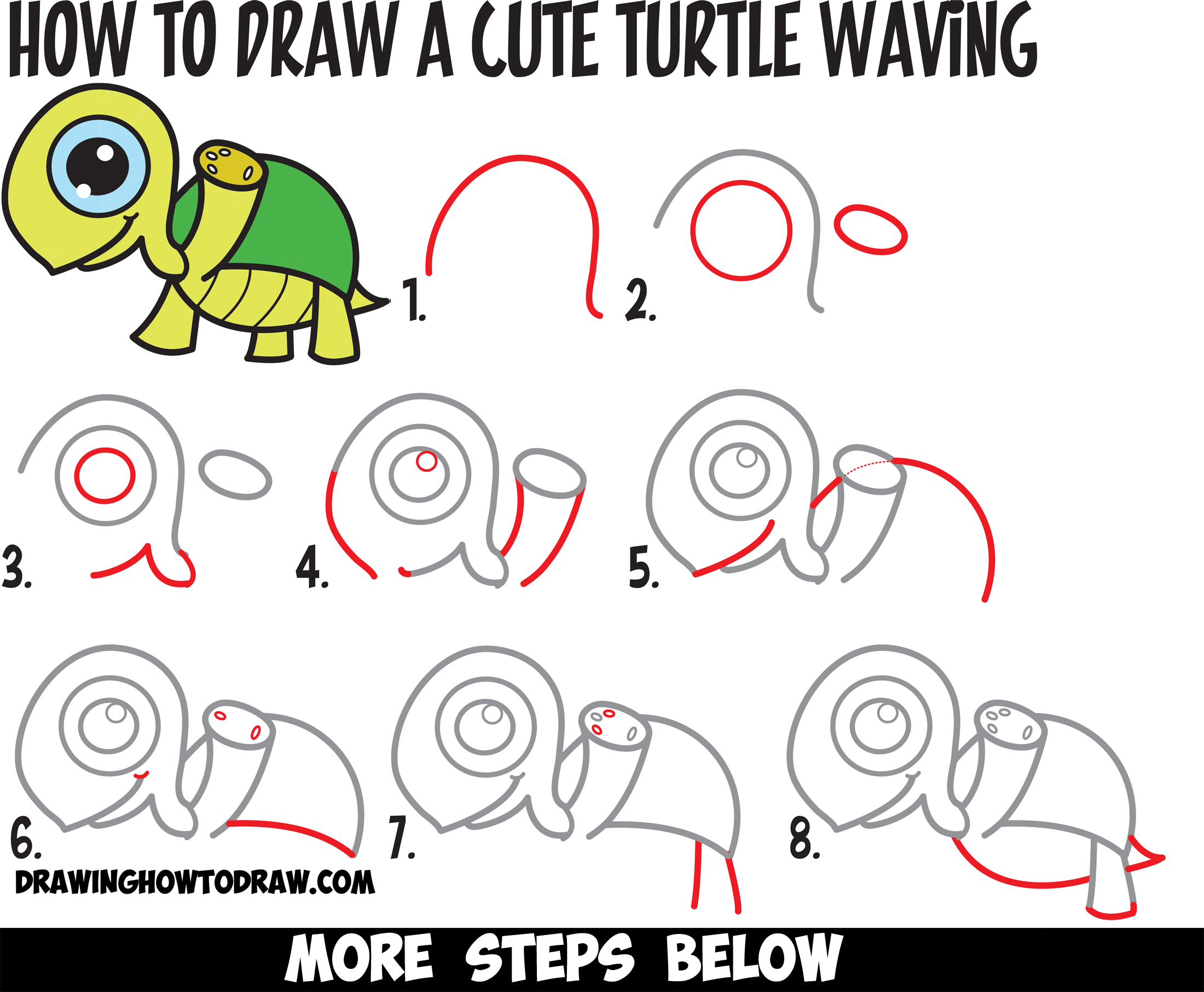 how to draw a cute turtle